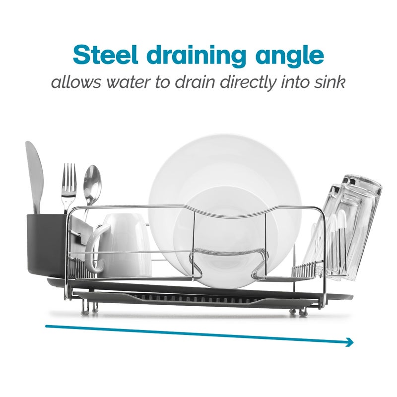 Polder KTH-615 Dish Rack, 4 PC Comboâ€“ Advantage System Includes Rack, Drain Tray, Removable Drying Tray & Cutlery Holder â€“ Stainless Steel & Plastic - Image 5